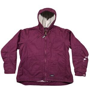 Bernie Jacket Women’s 3XL Purple Duck Canvas Sherpa Lined Hooded Coat Chore Barn